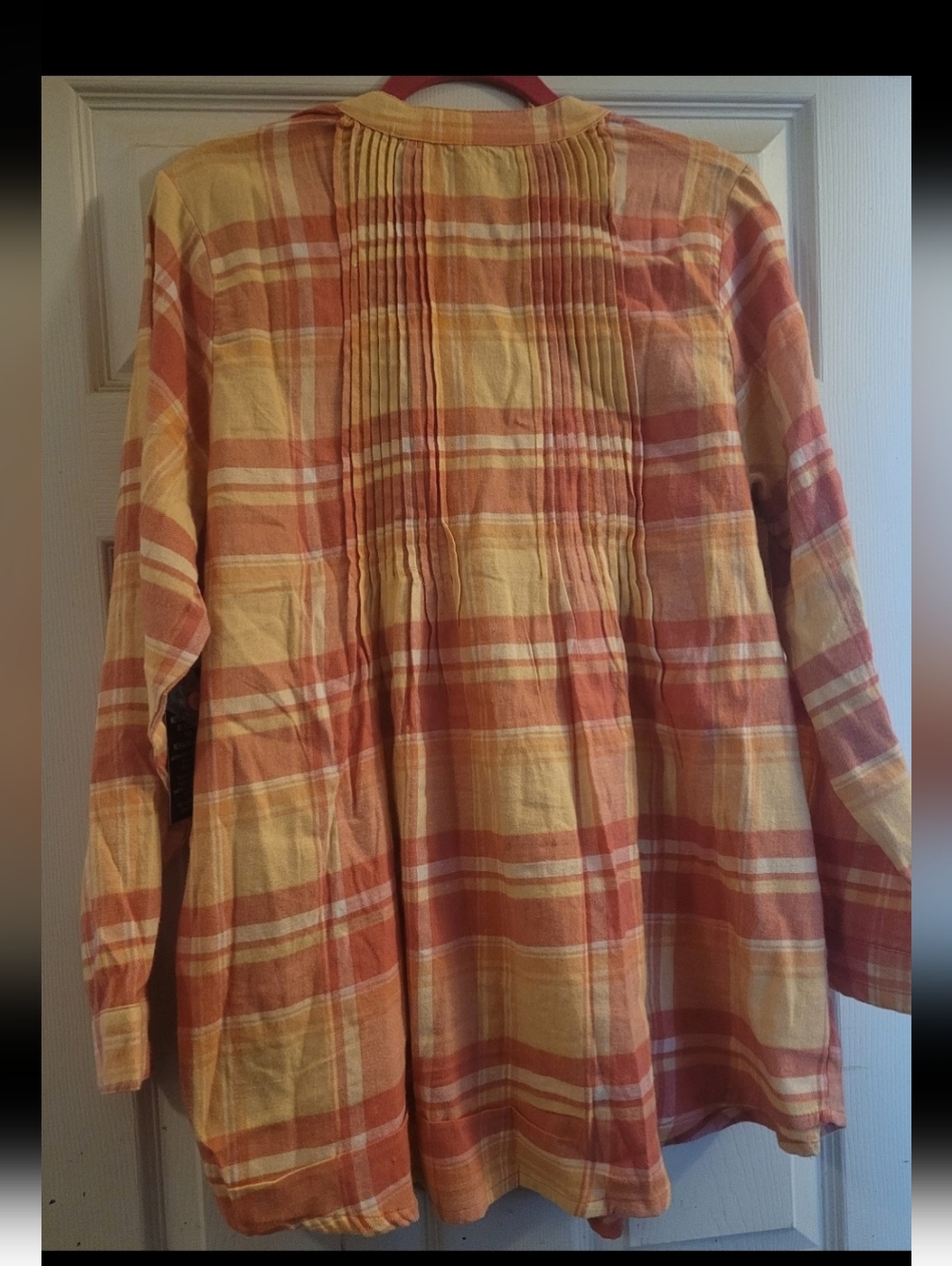 Plus: Woman Within Orange and Yellow Plaid Button-Front Tunic - Picture 5 of 7